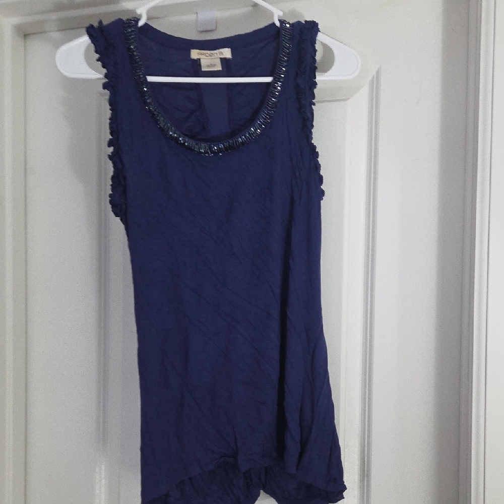 Arden B Deep Blue Beaded Tank Top